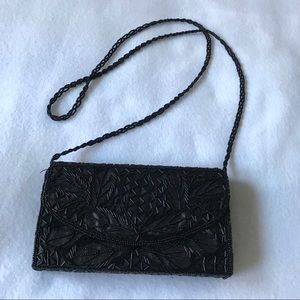 Beaded Black Shoulder Bag & Clutch